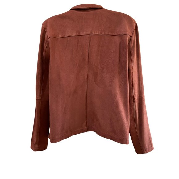 BB Dakota by Steve Madden Faux Suede Open Front Waterfall Jacket  Draped Collar - Picture 3 of 9